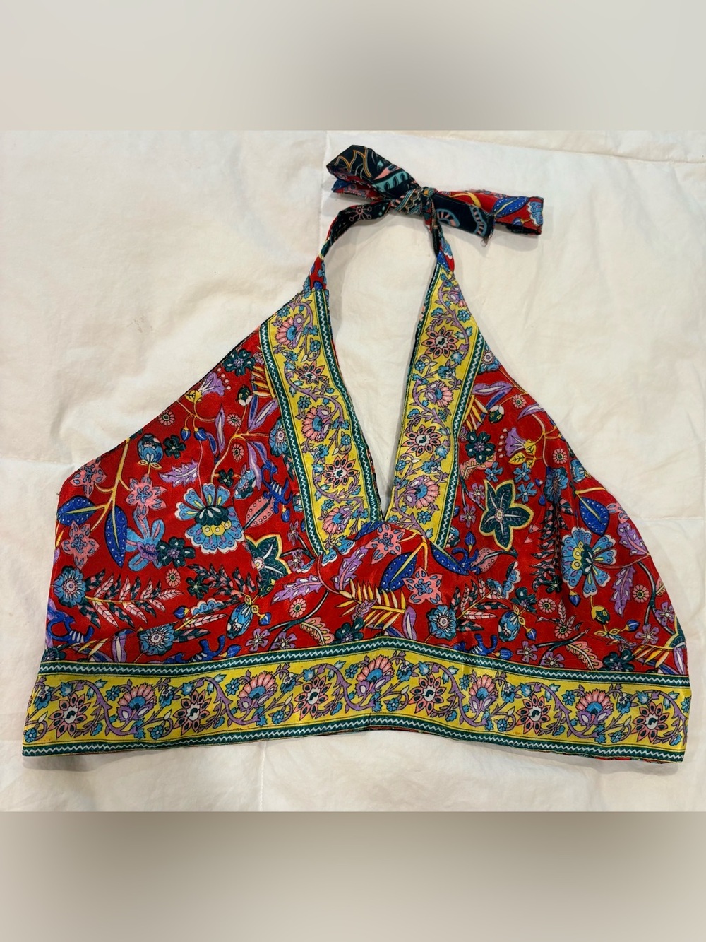 Farm Rio Reversible Halter Scarf Top Medium Boho Resort - Picture 5 of 6